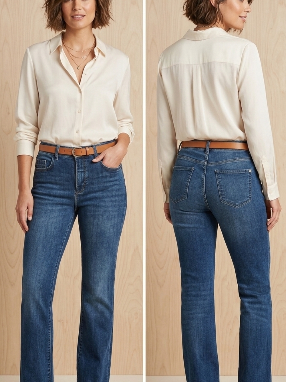Mid Blue Straight-Leg Jeans